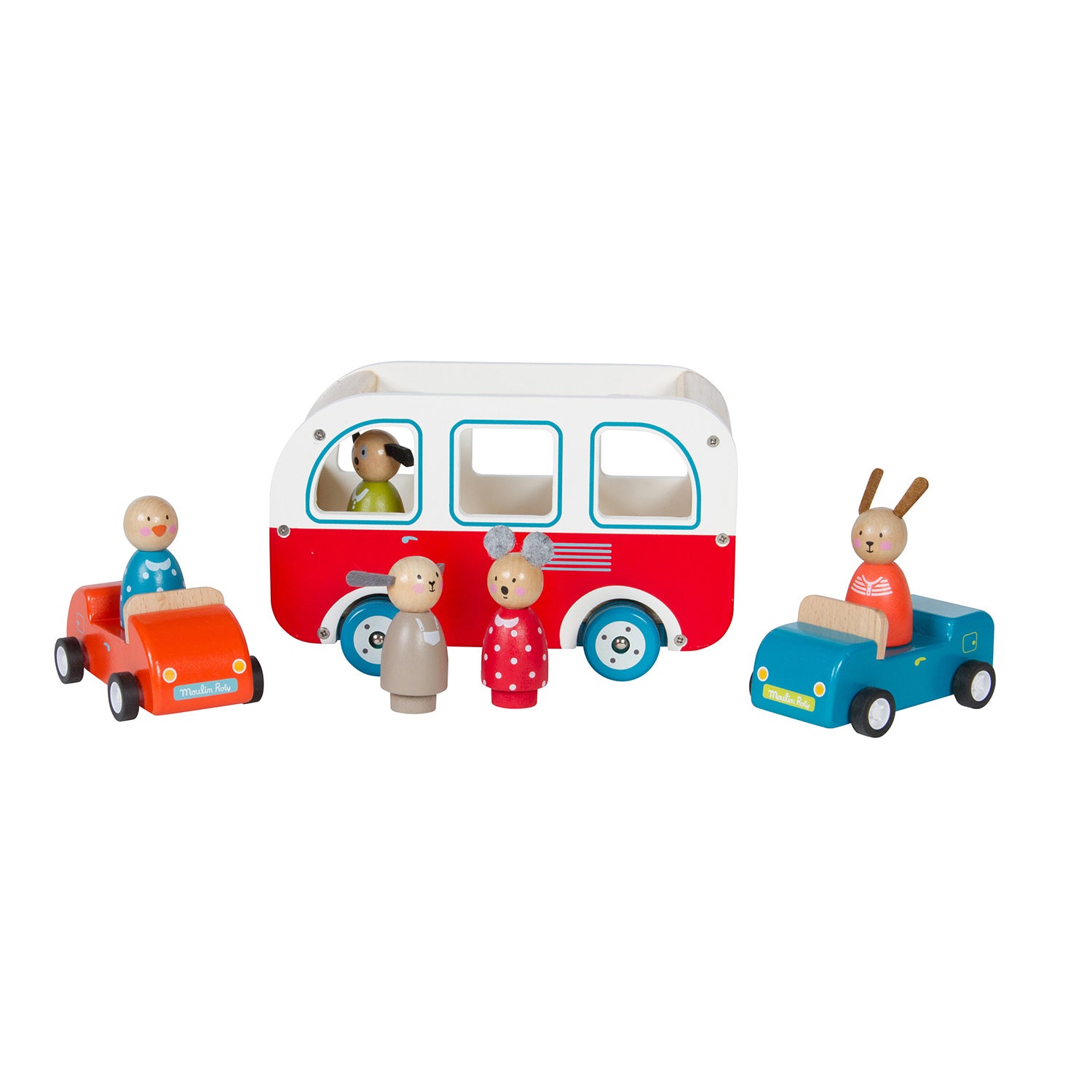 Moulin Roty La Grande Famille Wooden Bus with Dog Driver in 4C Gift Bo –  Petit Bazaar