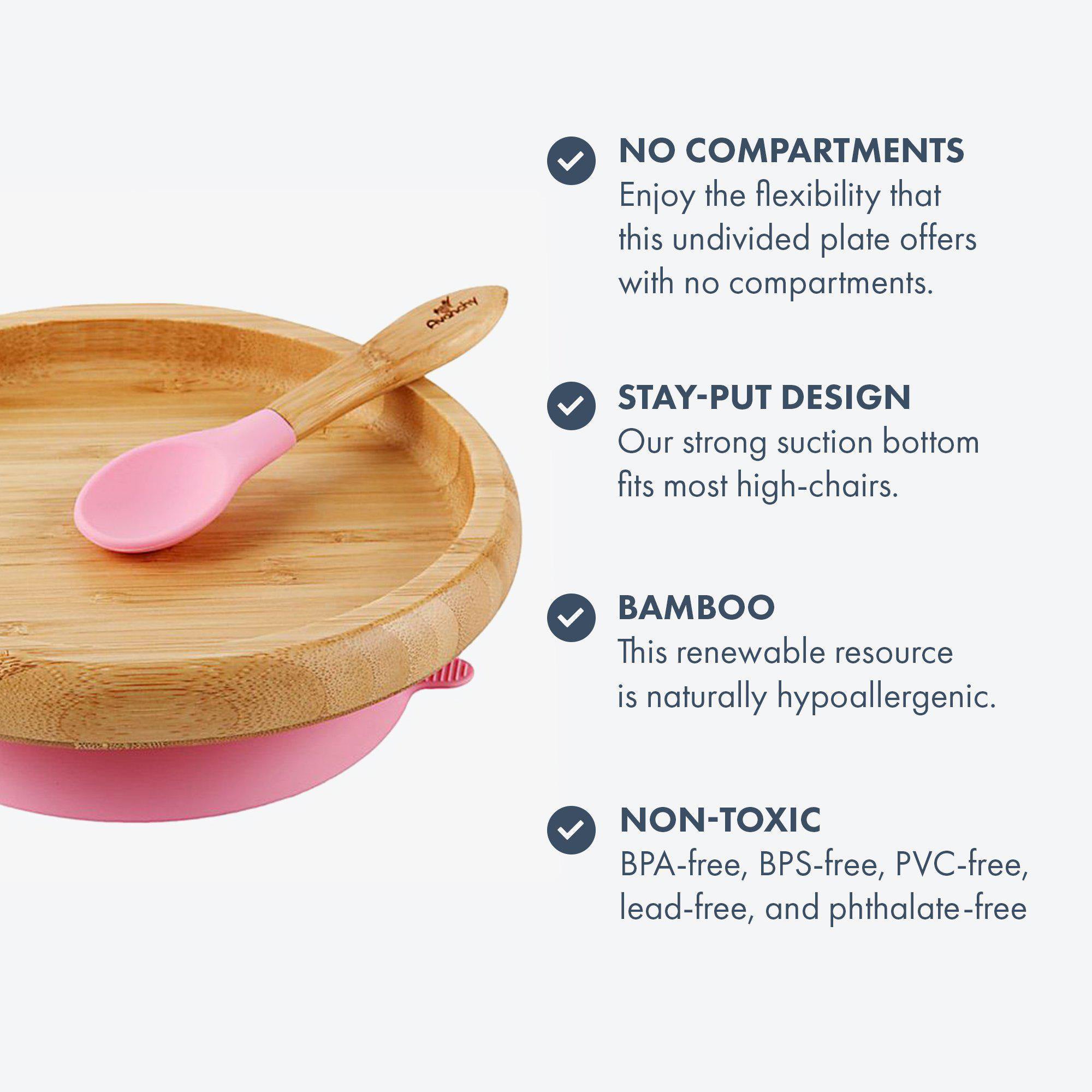 Avanchy bamboo suction deals baby plate spoon