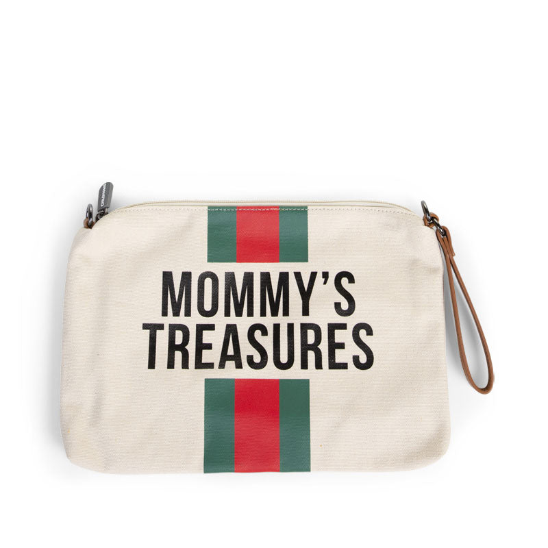 CHILDHOME Mommy Bag - Canvas Off White Stripes Black/Gold