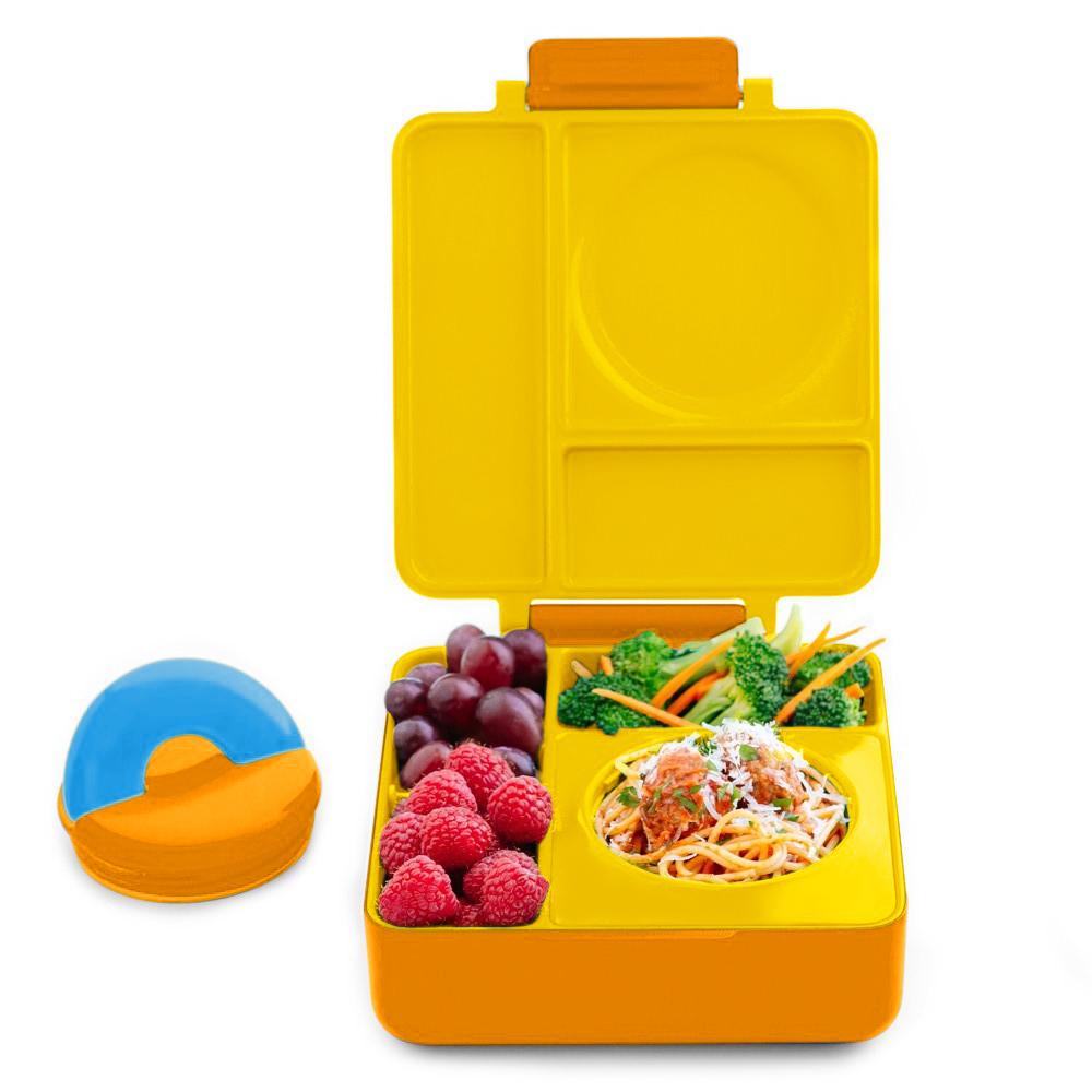 OmieBox - 3 Compartment Bento Lunch Box + Thermos Food Jar for Kids -  Leak-Proof and Insulated - Two Temperature Zones for Hot & Cold Food (Pink  Berry) 