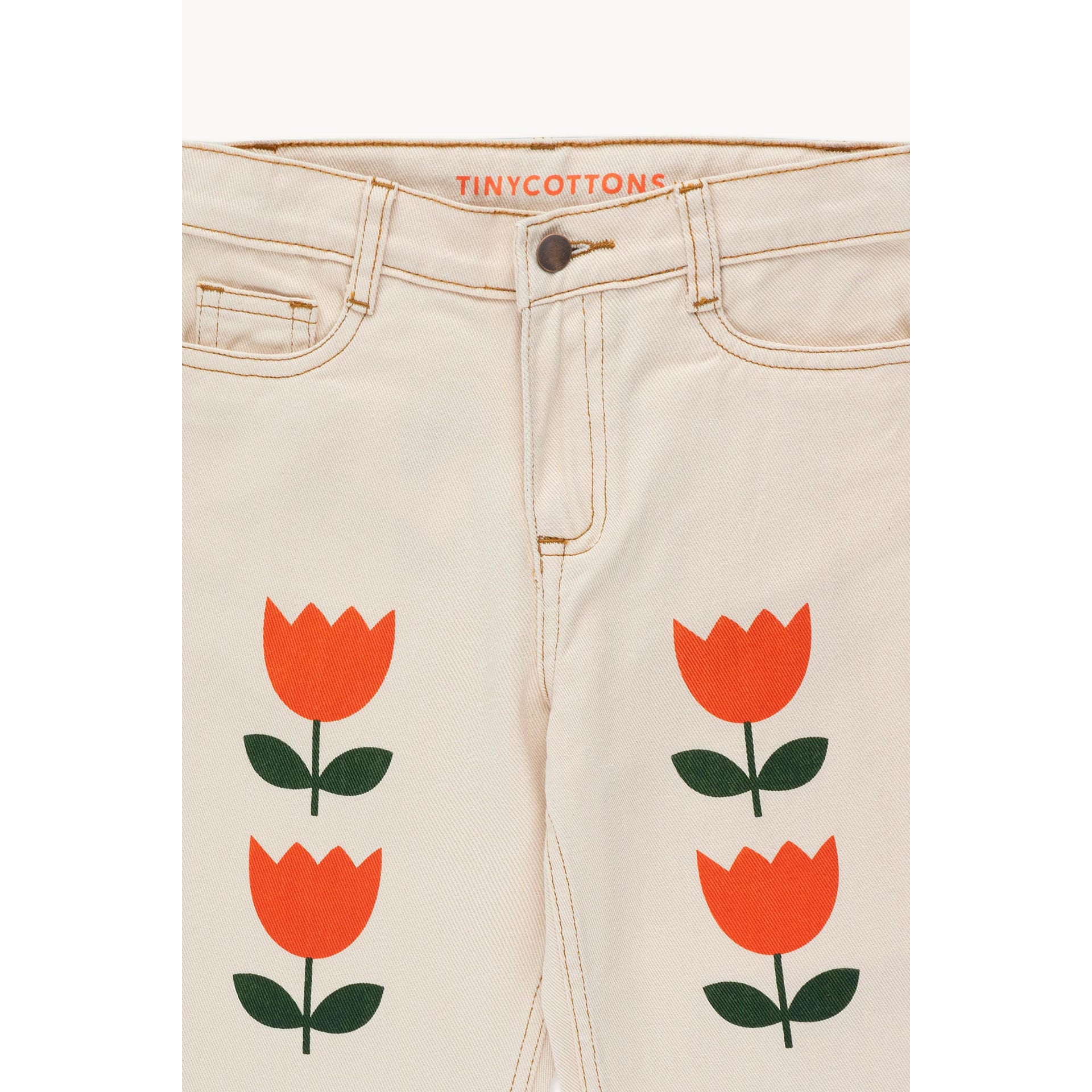 TINYCOTTONS Flowers Baggy Jeans Nude