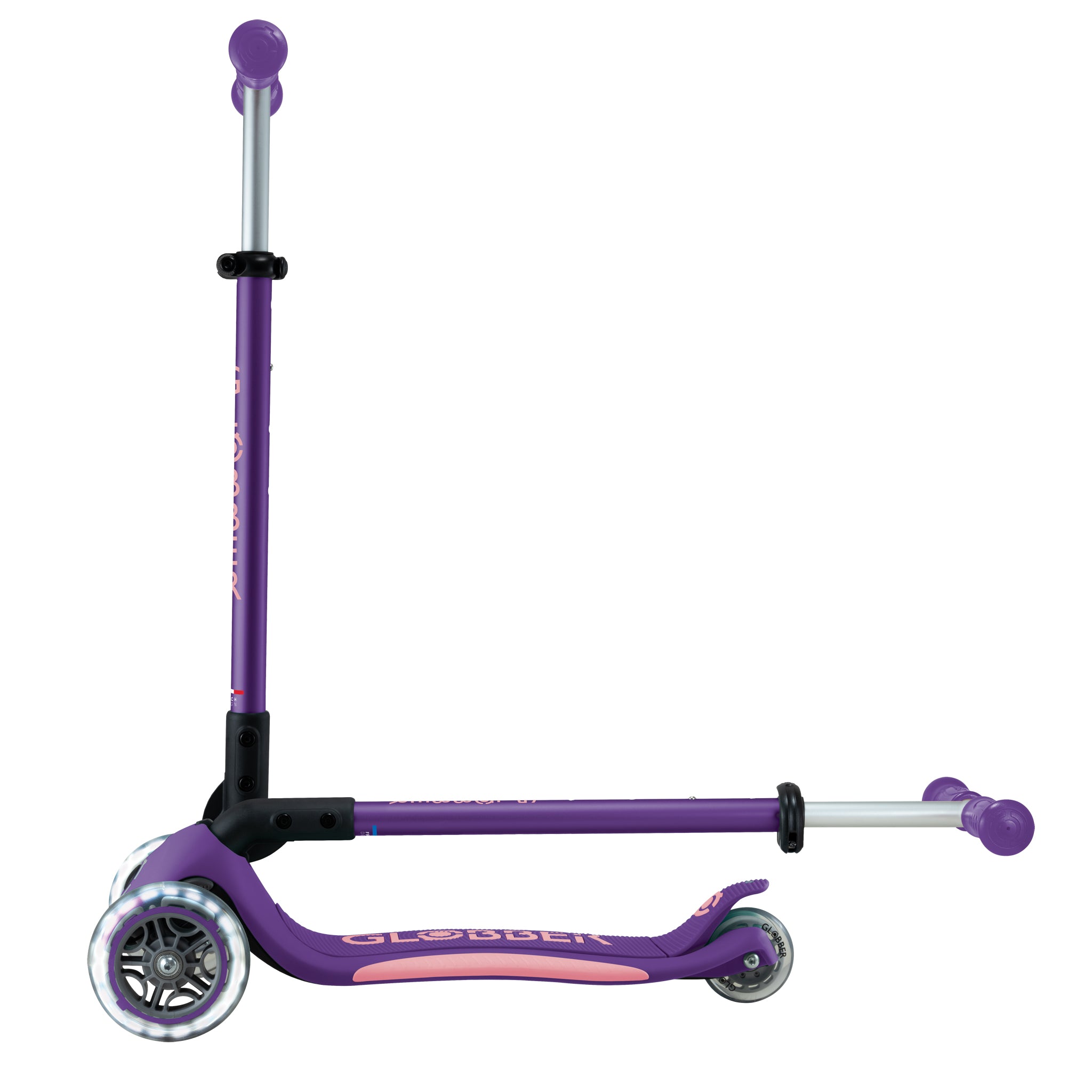 Globber Primo Foldable Plus Lights V2 Scooter - Purple / Pastel Pink (3 - 9Y+)