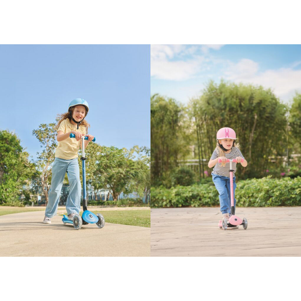 Globber Primo Foldable Plus Lights V2 可摺疊滑板車 - Pastel Pink / Fuchsia (3 - 9Y+)