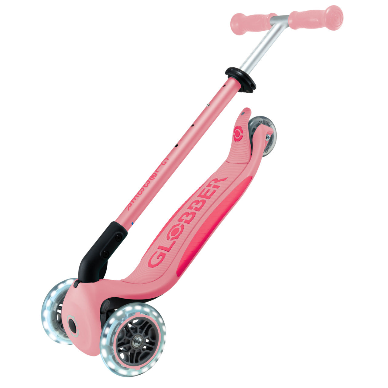 Globber Primo Foldable Plus Lights V2 可摺疊滑板車 - Pastel Pink / Fuchsia (3 - 9Y+)