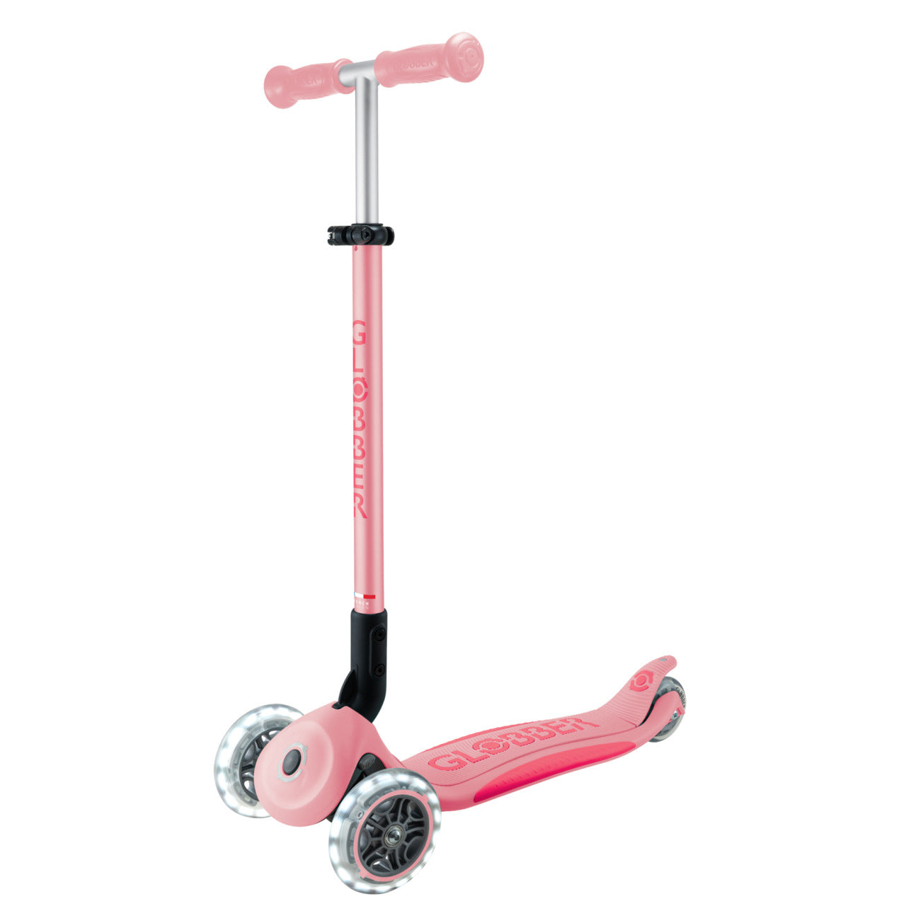 Globber Primo Foldable Plus Lights V2 可摺疊滑板車 - Pastel Pink / Fuchsia (3 - 9Y+)