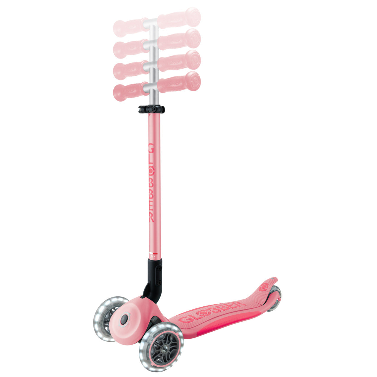 Globber Primo Foldable Plus Lights V2 Scooter - Pastel Pink / Fuchsia (3 - 9Y+)