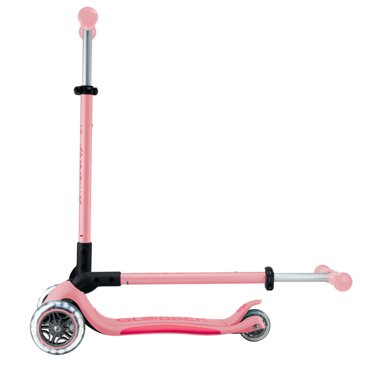 Globber Primo Foldable Plus Lights V2 可摺疊滑板車 - Pastel Pink / Fuchsia (3 - 9Y+)