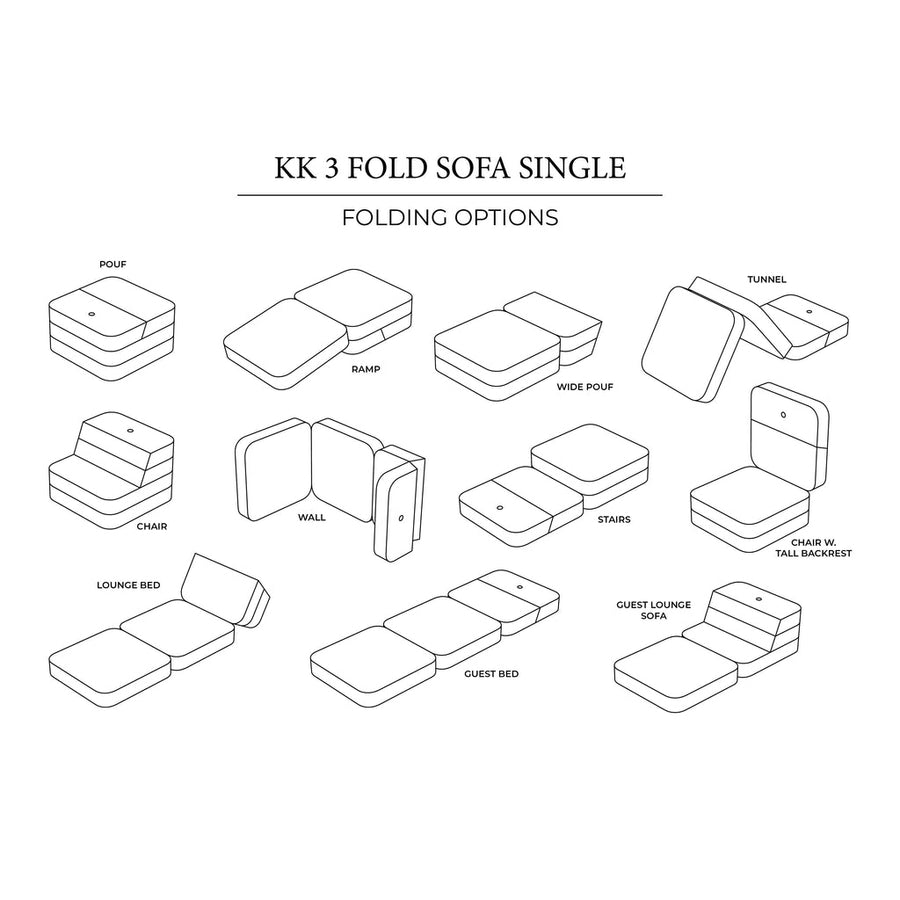 by KlipKlap KK 3 Fold Sofa Single Soft - Multi Grey W. Grey (Pre-Order; Est. Delivery in 8-12 Weeks)