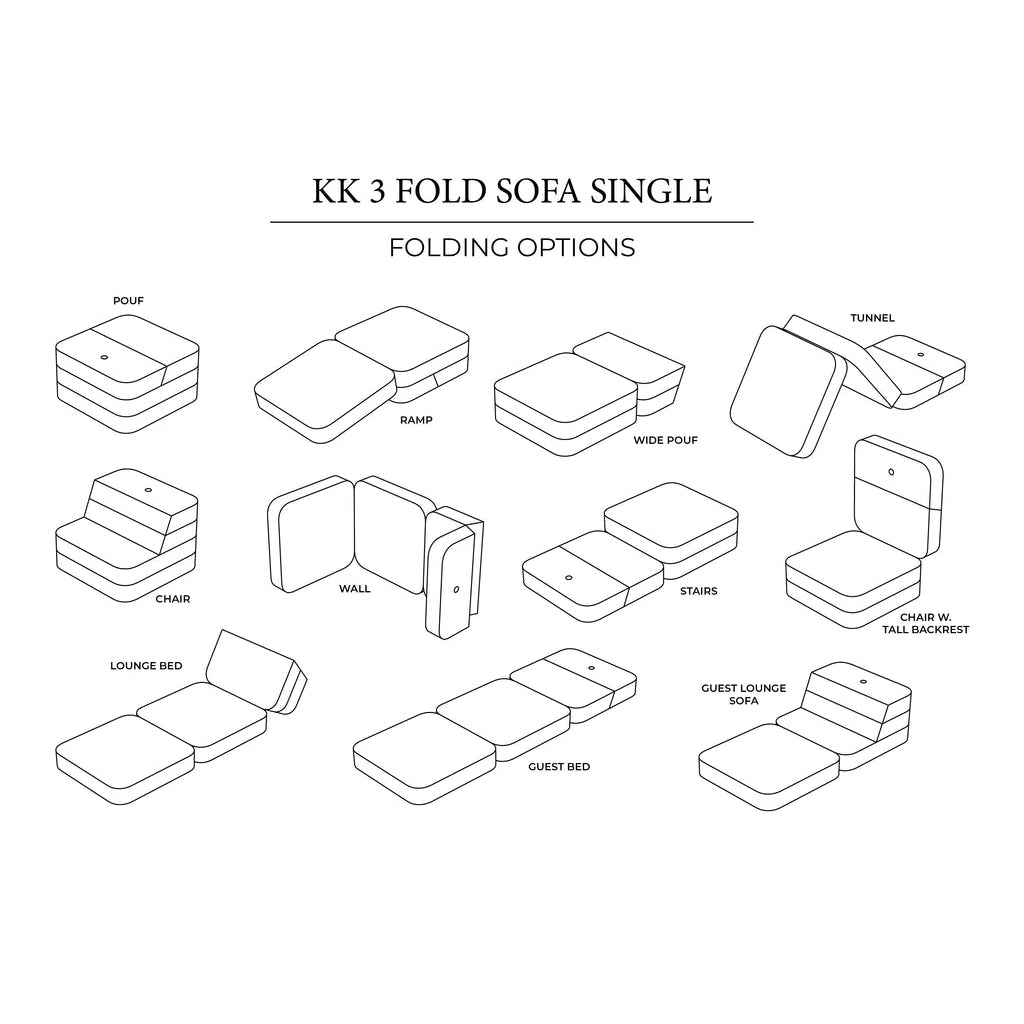 by KlipKlap KK 3 Fold Sofa Single - Multi Grey W. Grey (Pre-Order; Est. Delivery in 8-12 Weeks)