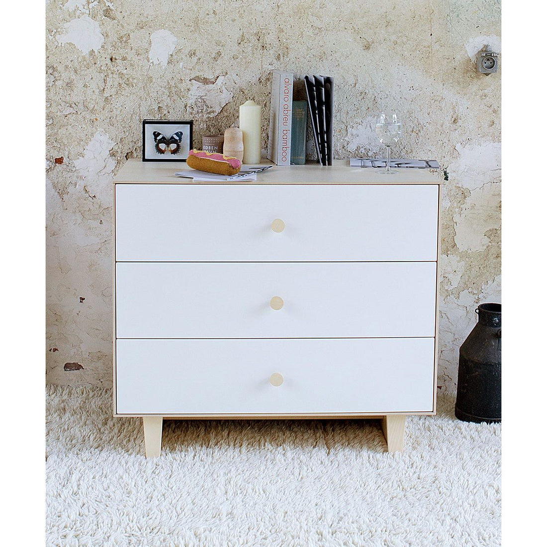 Oeuf 3 Drawer Dresser White - Sparrow Base