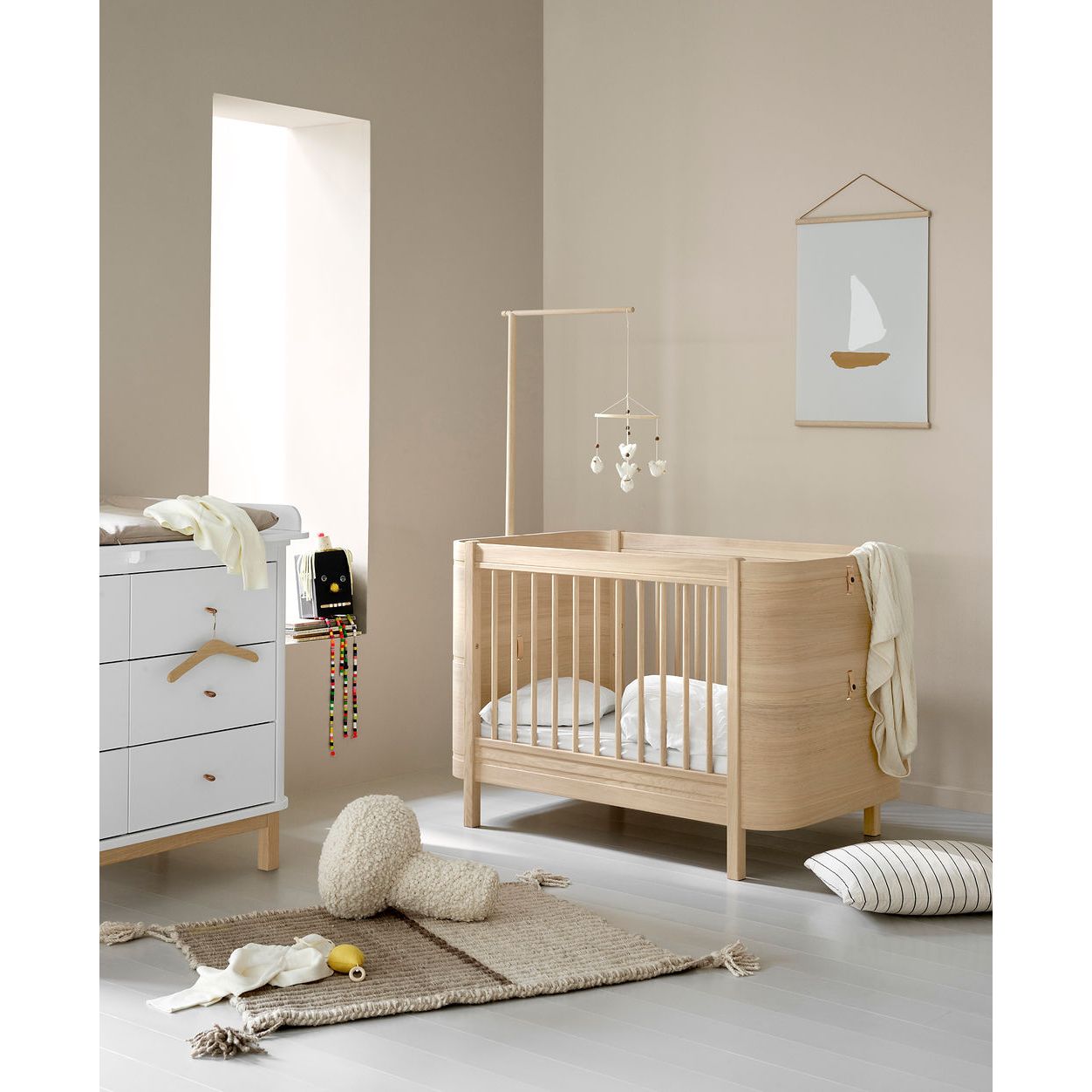 Oliver Furniture Wood Mini+ Cot Bed (Without Junior Conversion Kit) - Oak (Pre-Order; Est. Delivery in 6-10 Weeks)