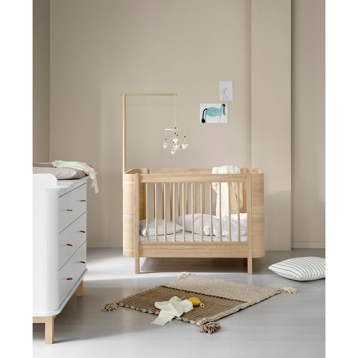 Oliver Furniture Wood Mini+ Cot Bed (Without Junior Conversion Kit) - Oak (Pre-Order; Est. Delivery in 6-10 Weeks)