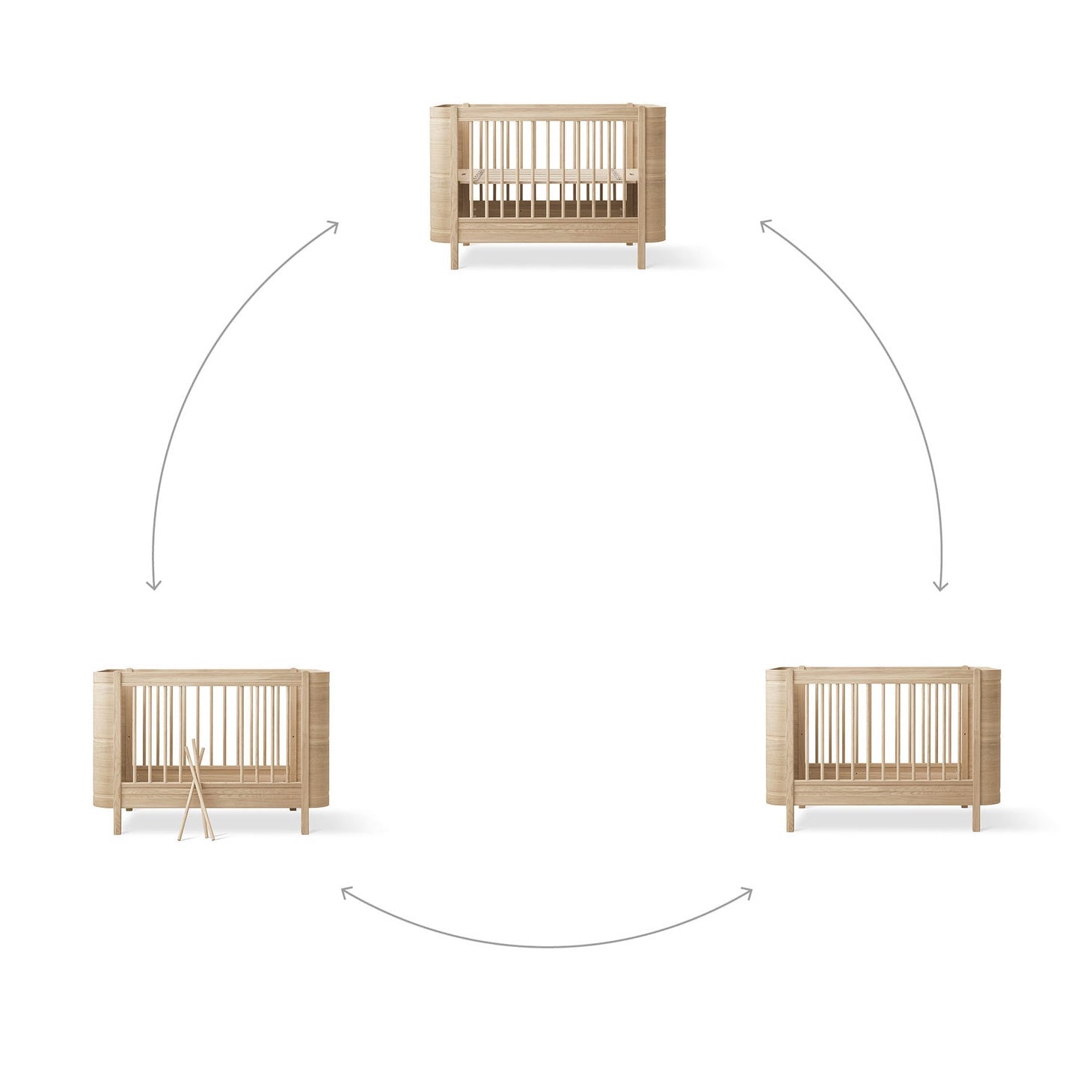 Oliver Furniture Wood Mini+ Cot Bed (Without Junior Conversion Kit) - Oak (Pre-Order; Est. Delivery in 6-10 Weeks)