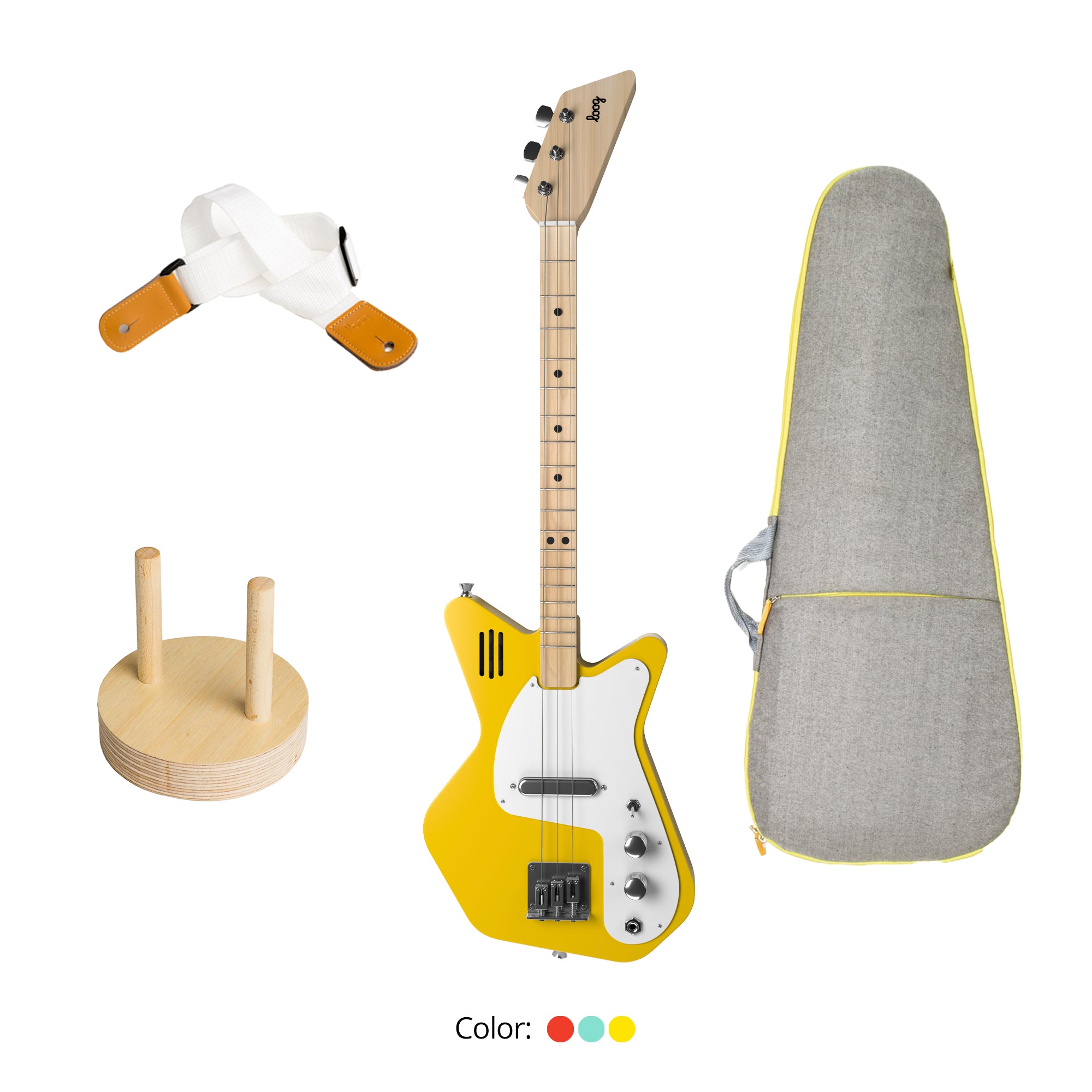 Loog Pro Electric with Built-In Amp Guitar Bundle with Bag, Strap and Wall Hanger (Includes FREE App, Flashcards & Chord Diagram)