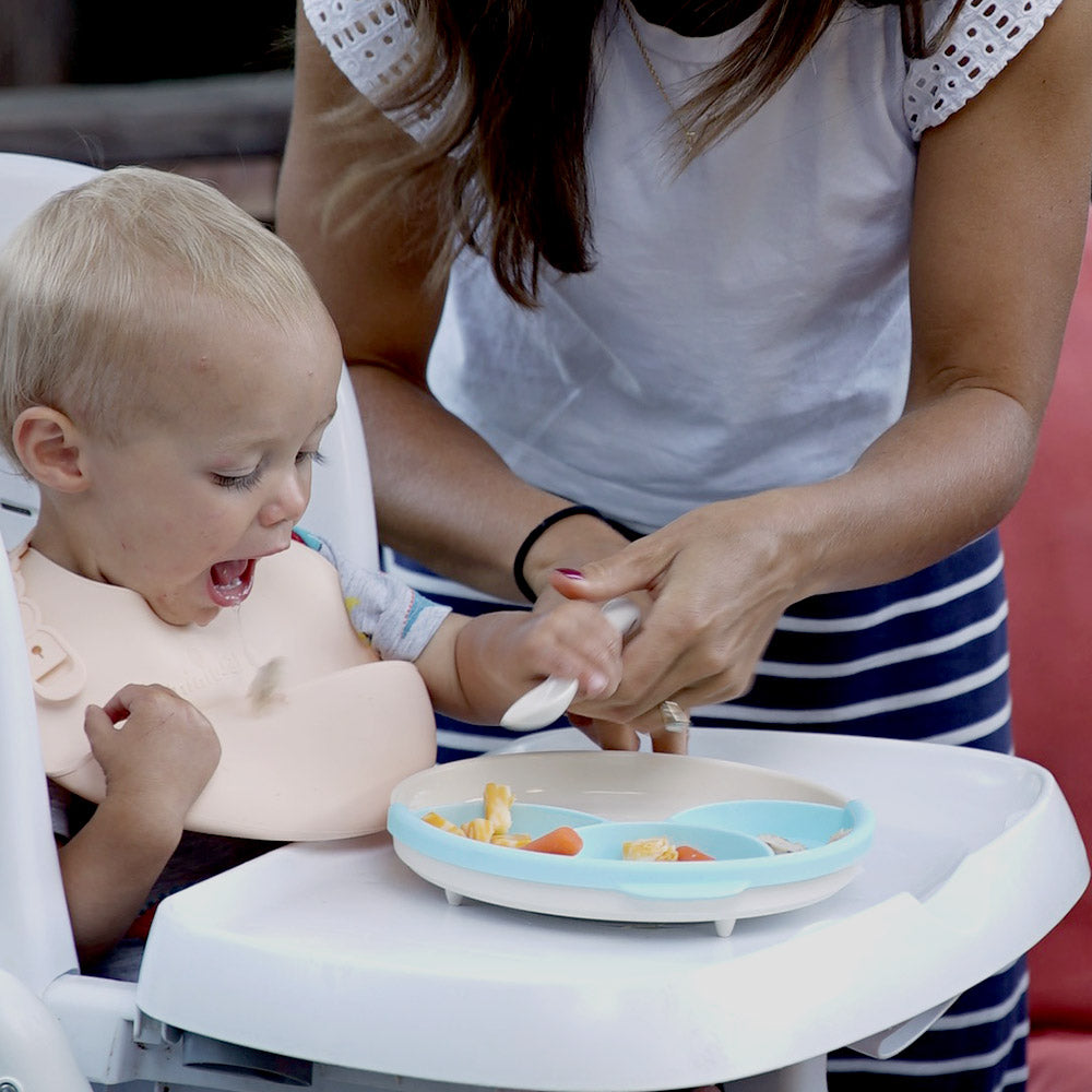 Miniware Roll & Lock Bib - Silicone Bib in Aqua