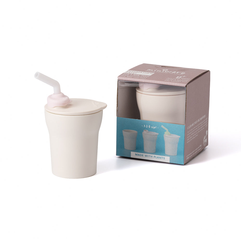 Miniware 天然聚乳酸PLA – 1-2-3 Sip! 愛喝水學飲水杯套裝 - Vanilla雲尼拿色 + Cotton Candy粉紅色