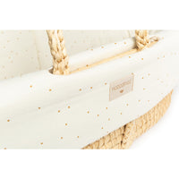 nobodinoz Padded Baby Moses Cover Honet Sweet Dots Natural