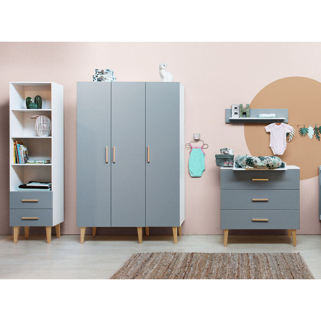 Bopita Bookcase Emma White/Grey (Pre-Order; Est. Delivery in 6-10 Week ...