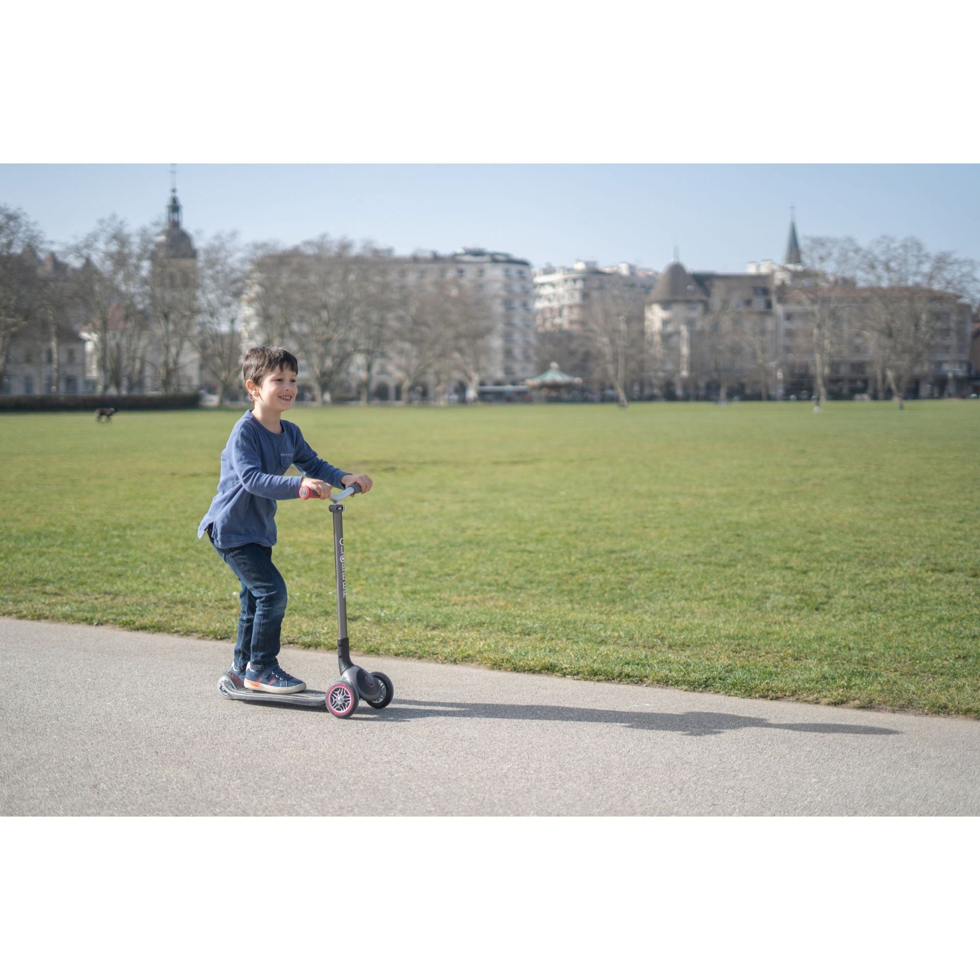 Globber Master Lights Foldable Scooter - Navy Blue (4 - 14Y)