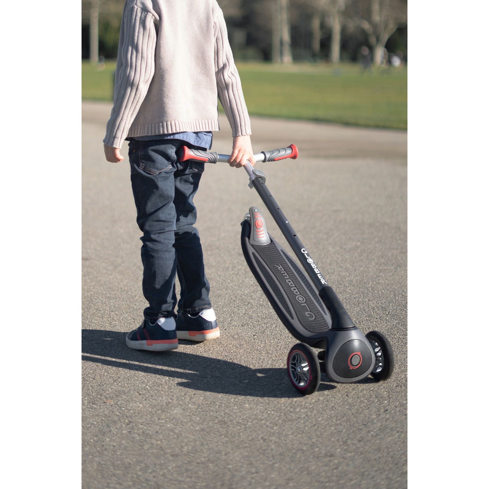 Globber Master Lights Foldable Scooter - Navy Blue (4 - 14Y)