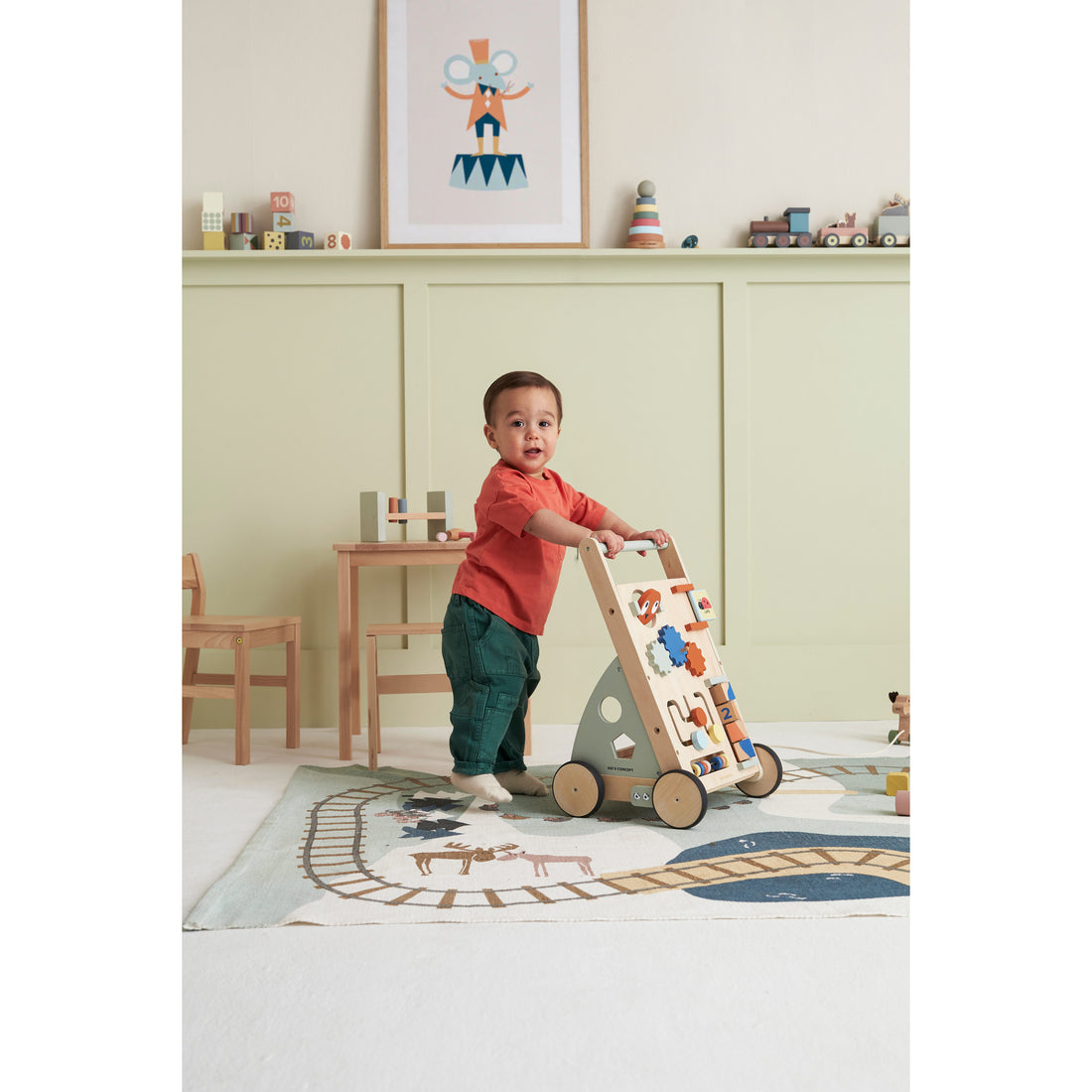 Kids Concept Baby Walker - Edvin - Wood/Blue » Prompt Shipping