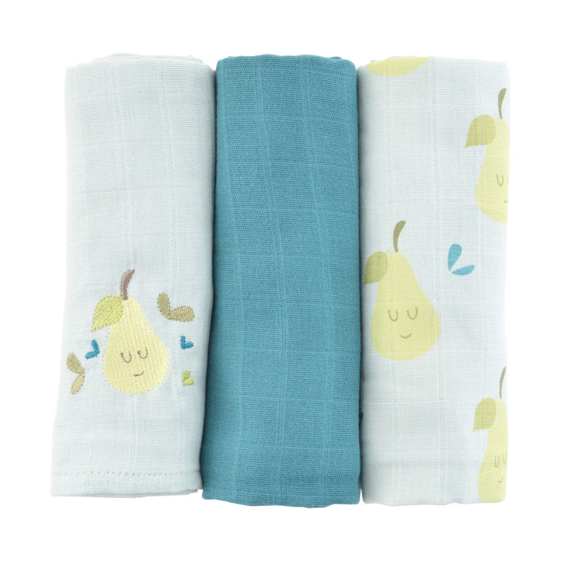 little-crevette-set-of-3-swaddles-60x60cm-poires-1