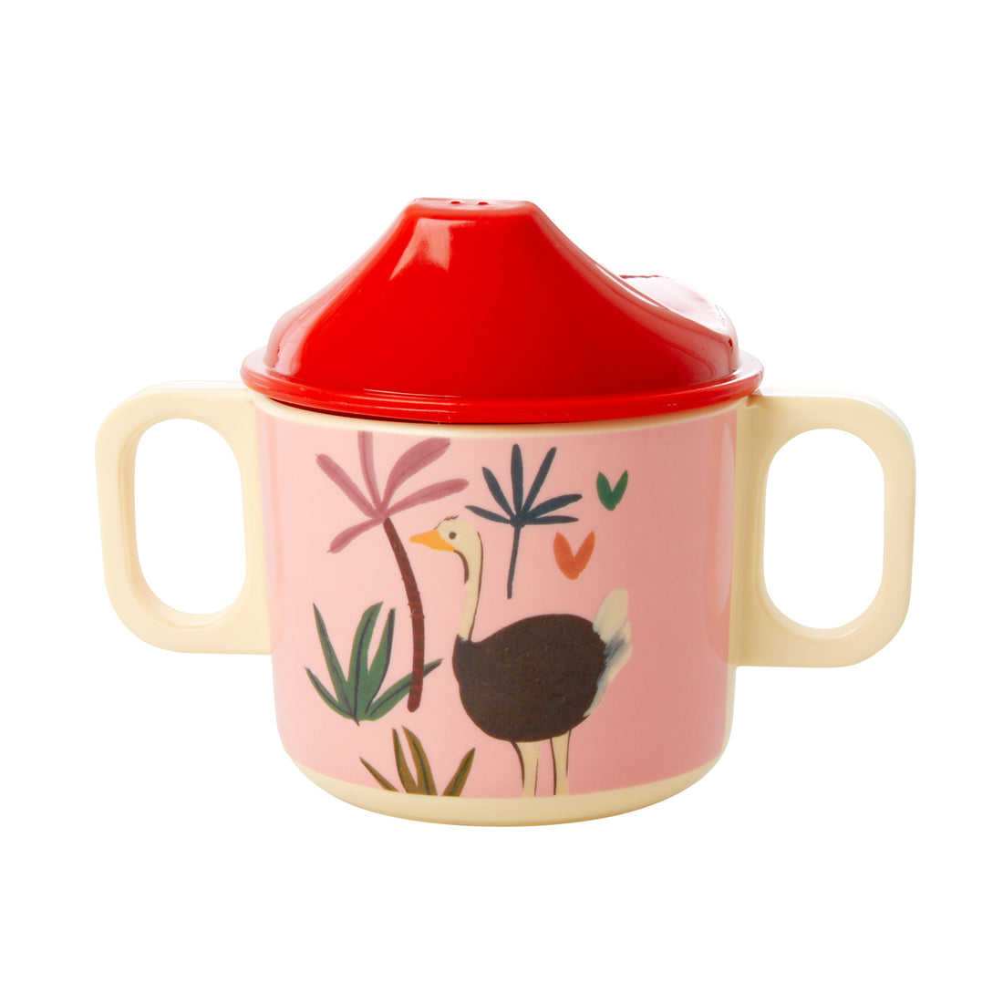 rice-dk-melamine-2-handle-baby-cup-with-pink-jungle-animals-print-rice-babcu-2hjungi-