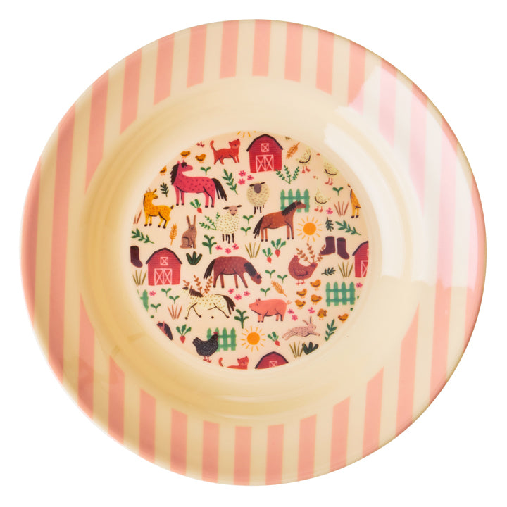 rice-dk-melamine-kids-bowl-with-soft-pink-farm-print-rice-kibow-fari-