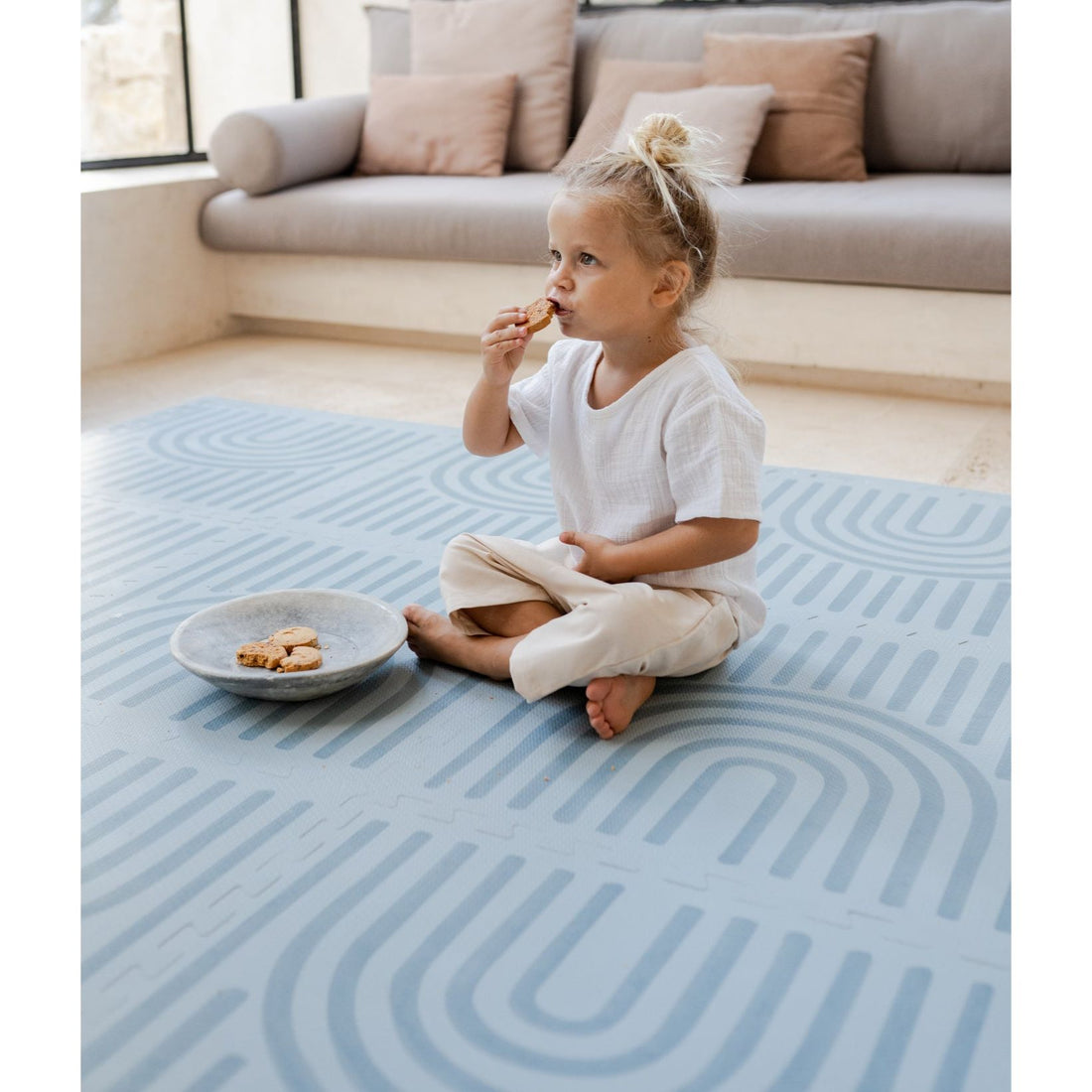 Toddlekind Prettier Puzzle Playmat Linear Mineral 120x180cm - 6 Tiles & 12 Edging Borders